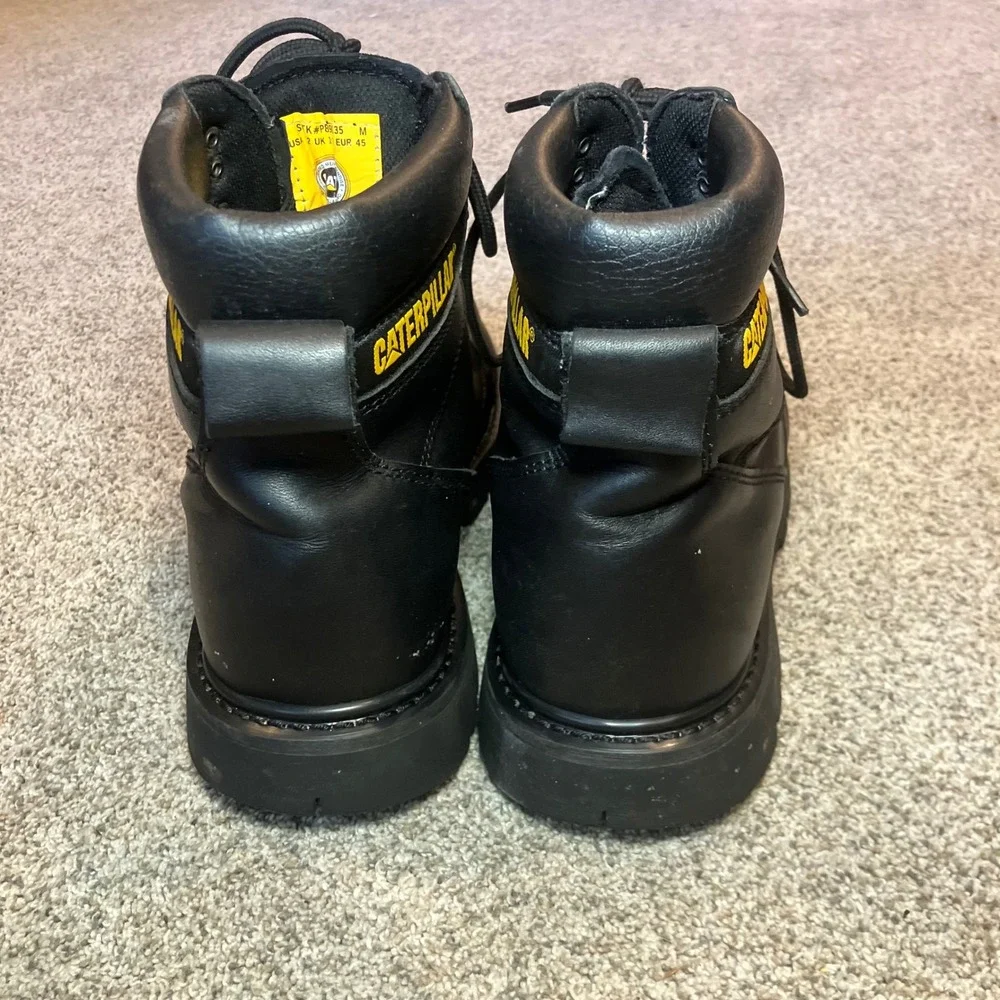 Caterpillar Second Shift Mens 12 Black Leather Steel Toe Work Boots P89135 EH